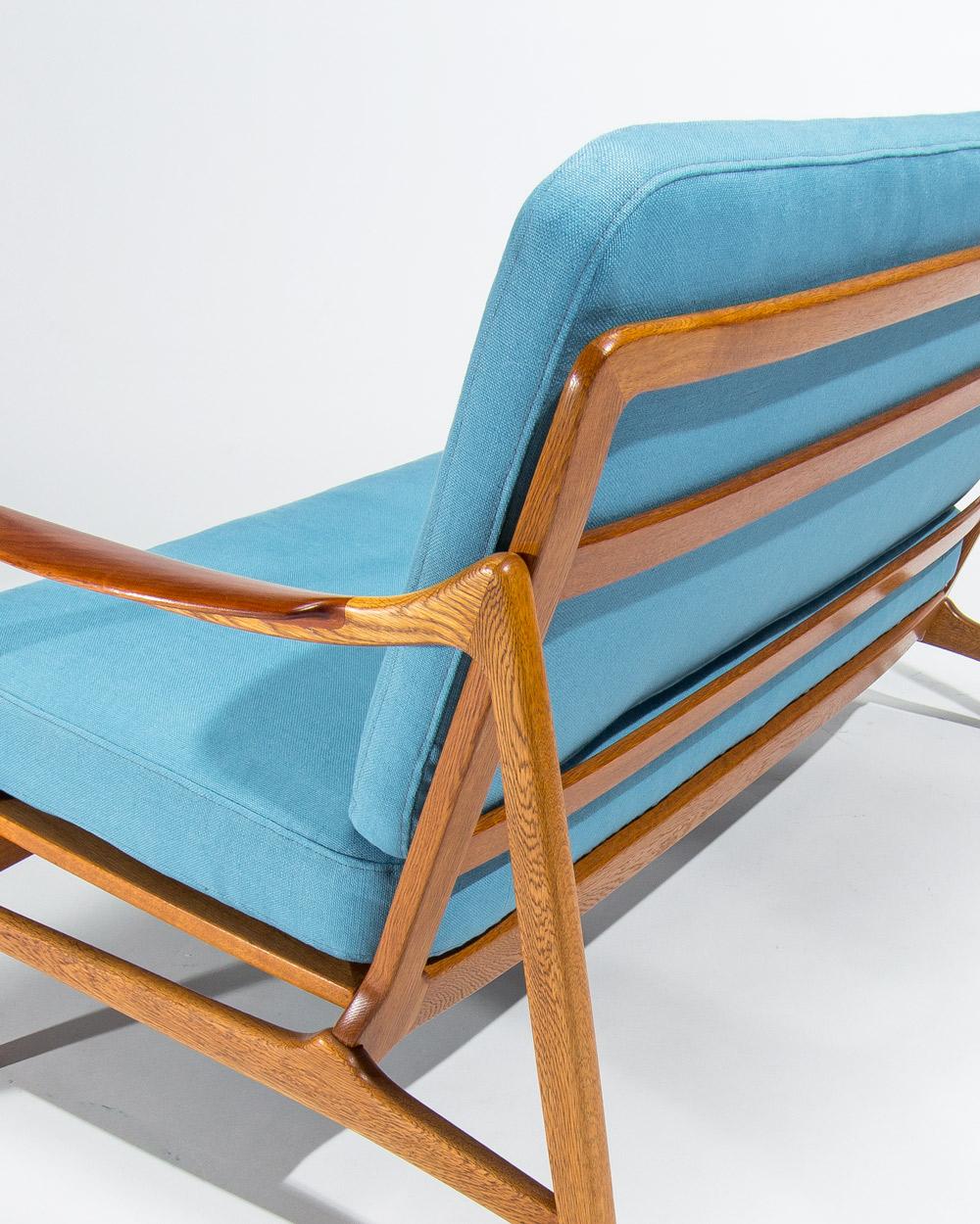 1950er Sofa 2 Sitzer von Tove und Edvard Kindt-Larsen Dänisches Mid Century Design (Leinen) im Angebot