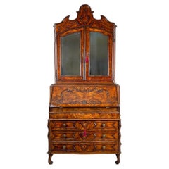 A 19Th Century Venetian Mirrored Bureau Bookcase In Briar Wood