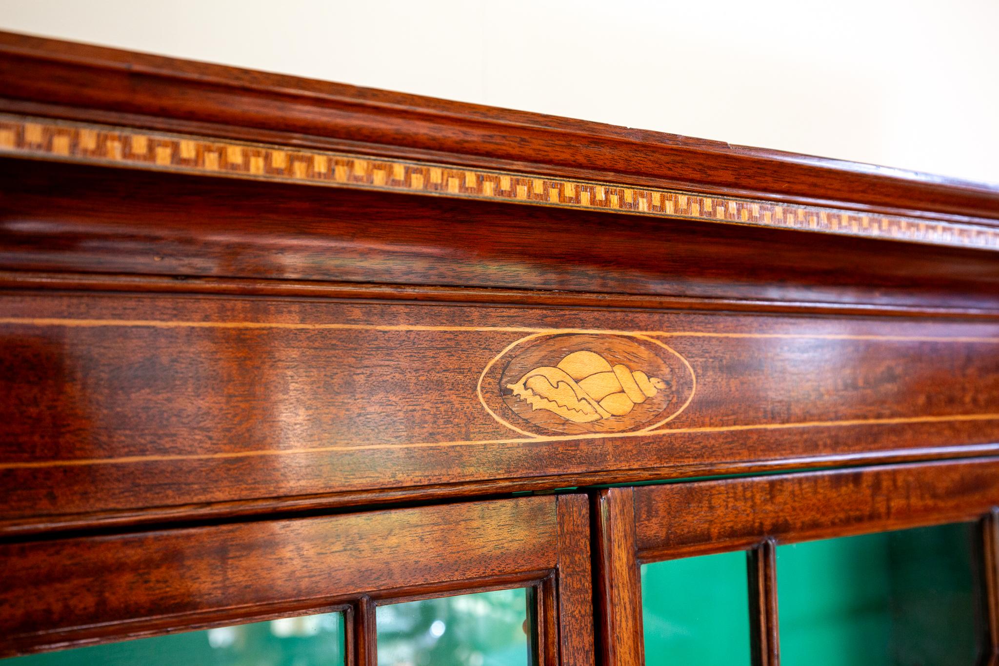 Early 20th Century Fine Antique Glazed Cabinet and Console Table Inlaid Mahogany Astragal Edwardian For Sale