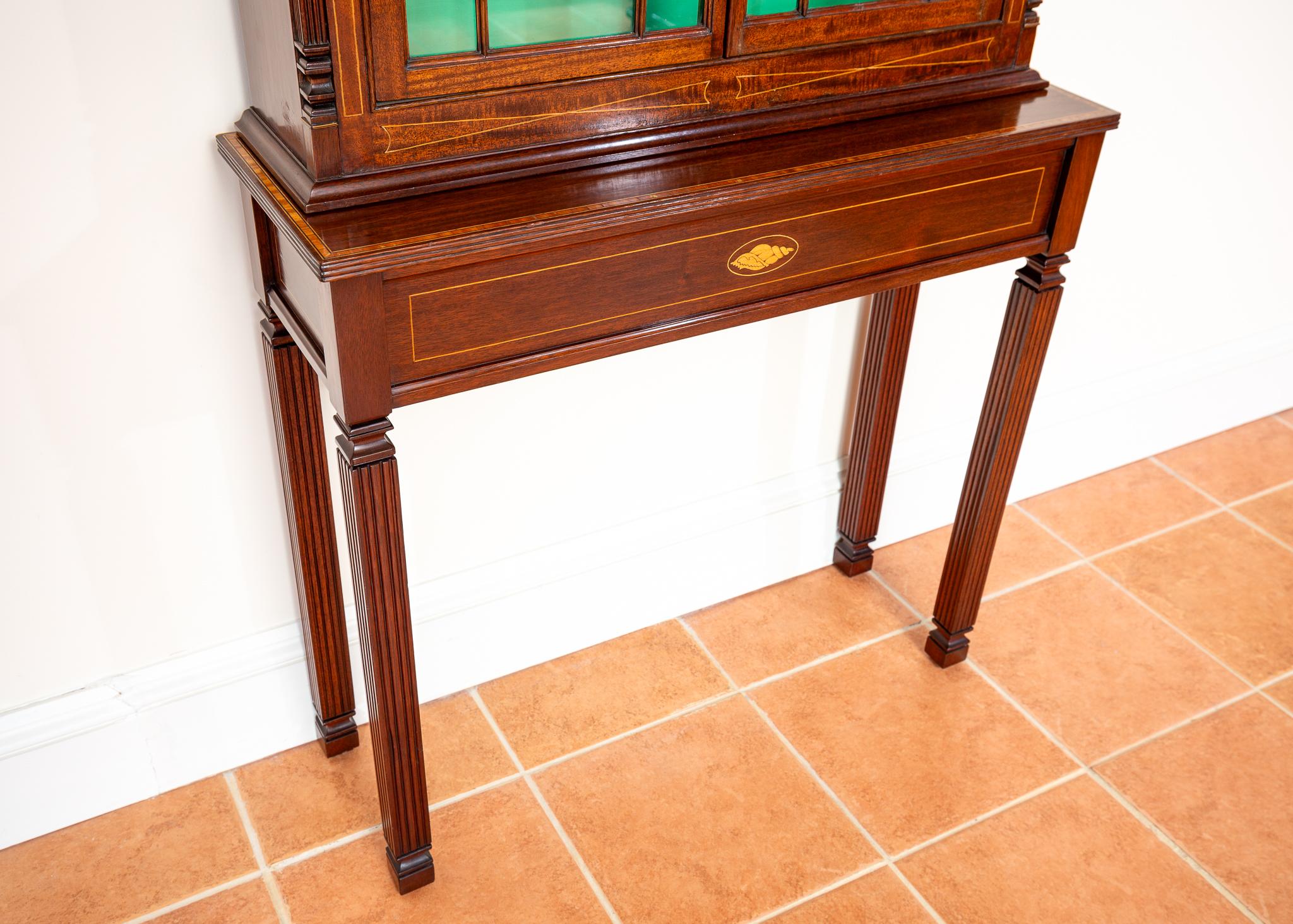 Fine Antique Glazed Cabinet and Console Table Inlaid Mahogany Astragal Edwardian In Good Condition For Sale In London, GB