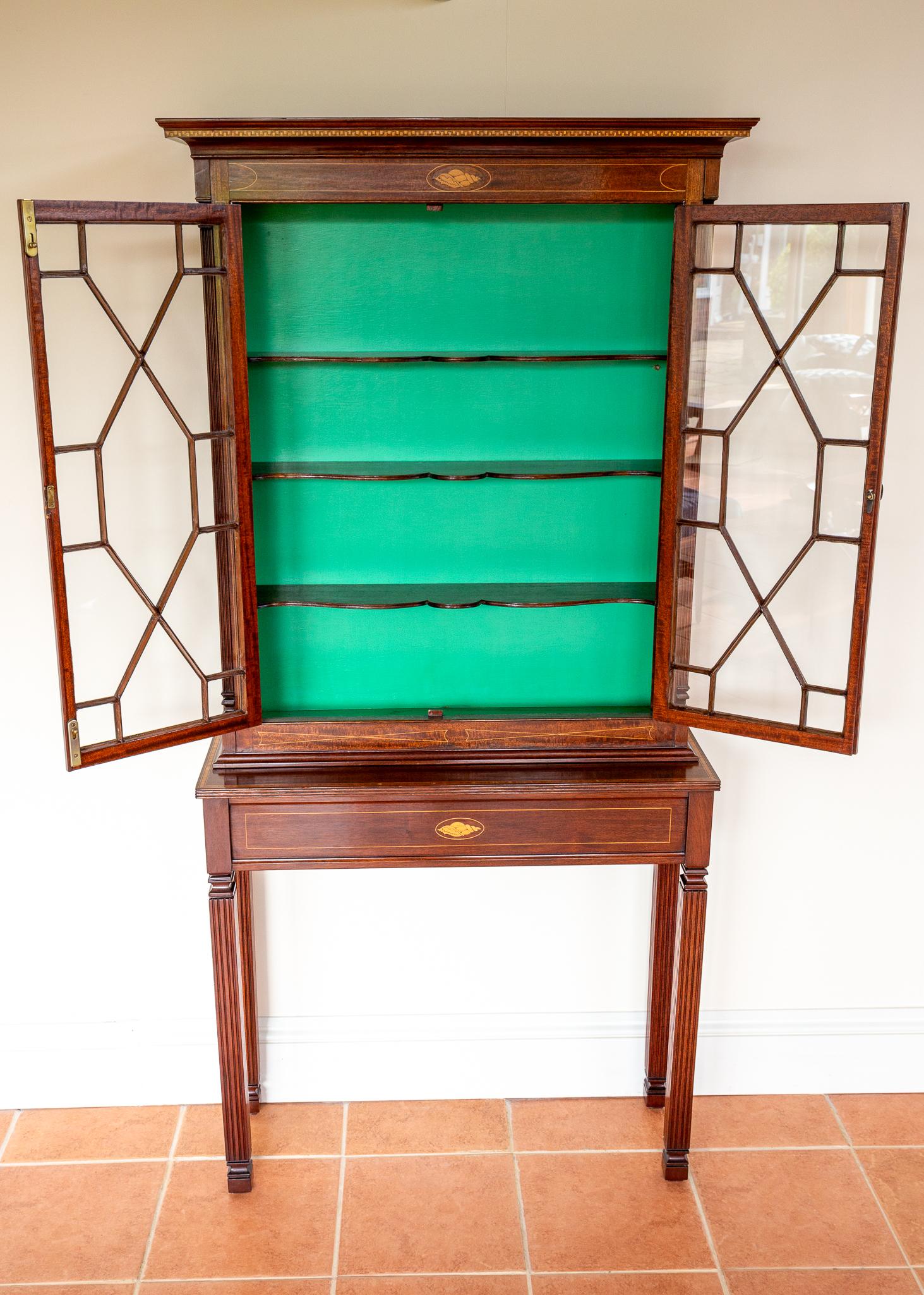 Fine Antique Glazed Cabinet and Console Table Inlaid Mahogany Astragal Edwardian For Sale 12