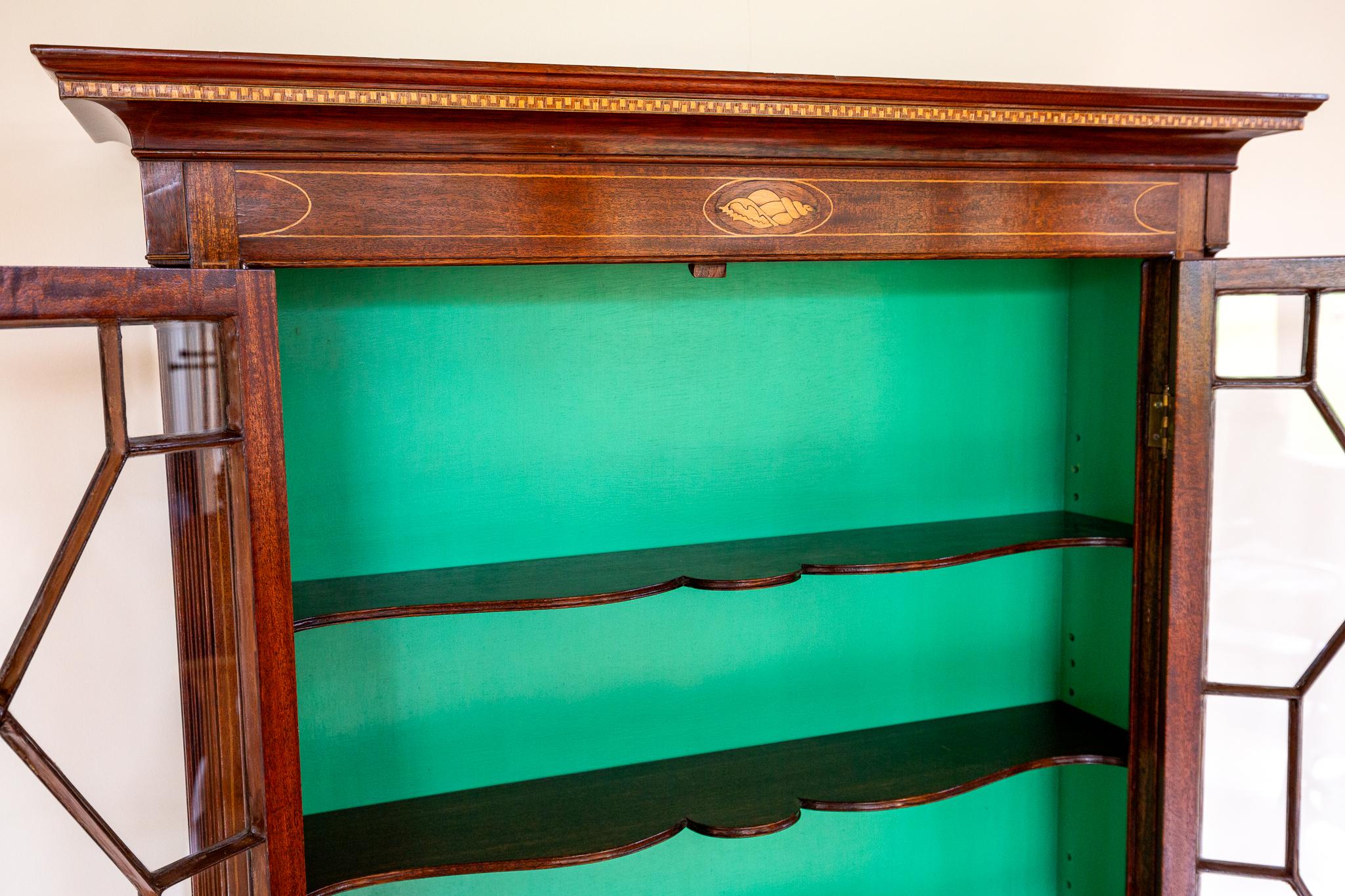 Fine Antique Glazed Cabinet and Console Table Inlaid Mahogany Astragal Edwardian For Sale 11