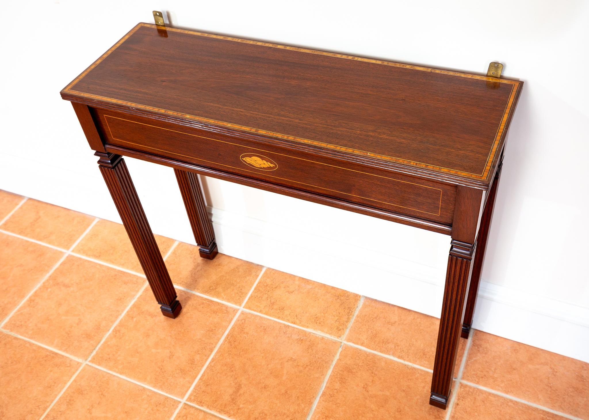 Glass Fine Antique Glazed Cabinet and Console Table Inlaid Mahogany Astragal Edwardian For Sale