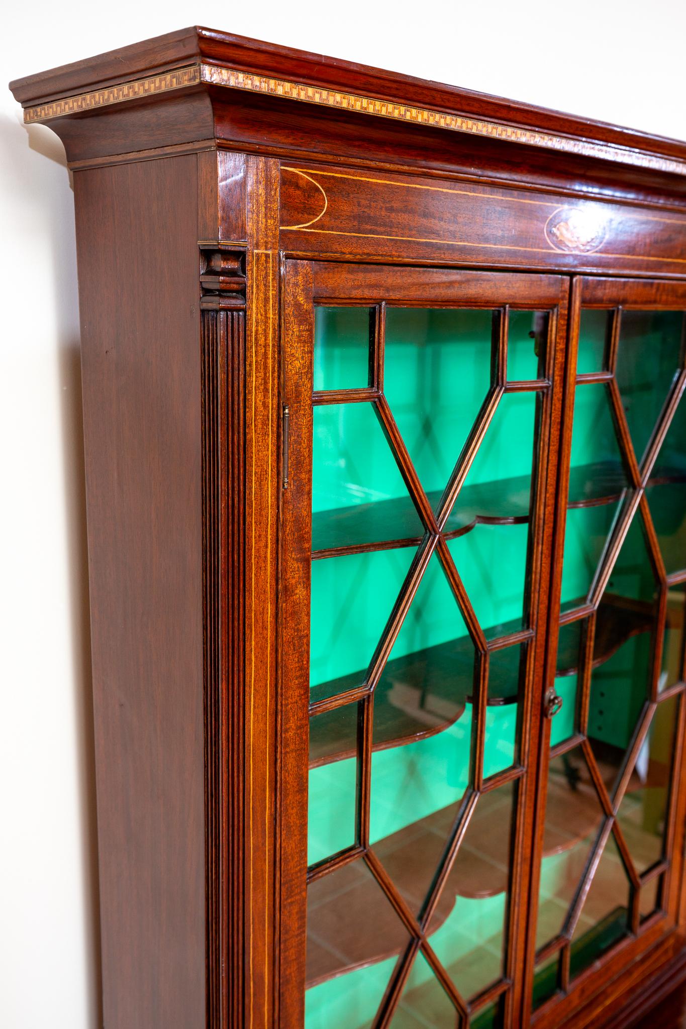 Fine Antique Glazed Cabinet and Console Table Inlaid Mahogany Astragal Edwardian For Sale 9