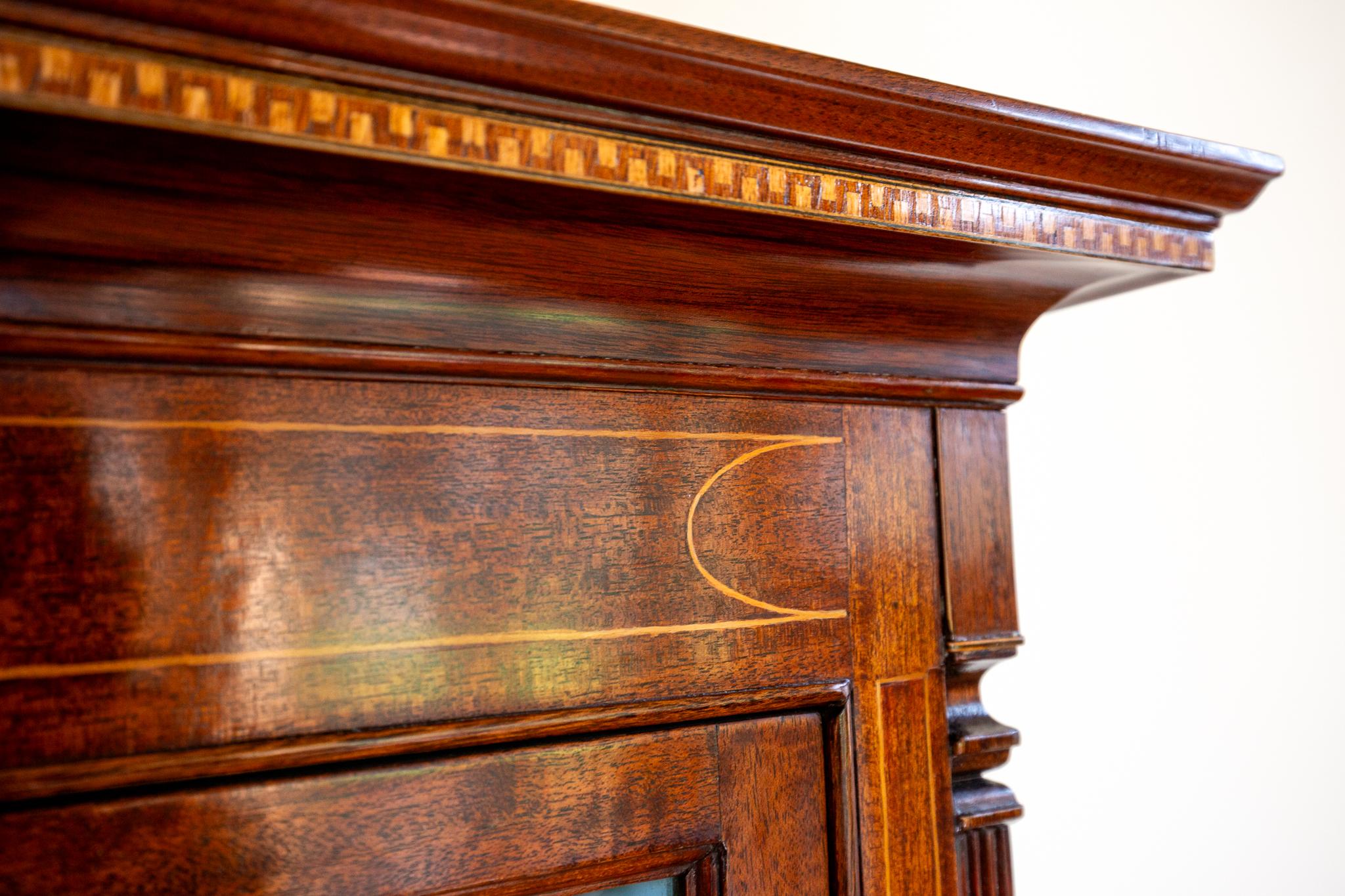 Fine Antique Glazed Cabinet and Console Table Inlaid Mahogany Astragal Edwardian For Sale 4