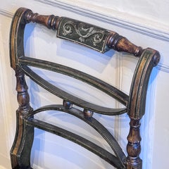 Pair Of Regency Painted Cane-Seat Side Chairs