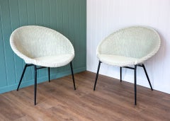 Pair of 1950s Cocktail Lounge Chairs Mid Century Lloyd Loom Lusty Satellite MCM