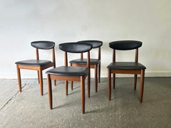 Set of Four Schreiber Dining Chairs Black Leatherette Floating Backrest 1960s-70