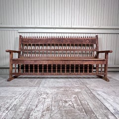 Large Antique Spanish Colonial Carved Hardwood Bench – Late C18th / Early C19th