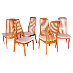 6er-Set dänischer moderner Teakholz-Esszimmerstühle von Preben Schou Andersen, 1970er Jahre, Skandi-MCM-Stil