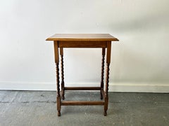 Antique Edwardian Oak Barley Twist Petite Occasional Side Table 1900s-1920s