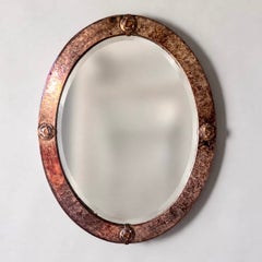 Liberty & Co Arts & Crafts Copper & Brass Oval Mirror, Circa 1900