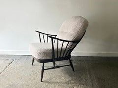Vintage Ercol Model 994 Windsor Armchair, Reupholstered White Bouclé