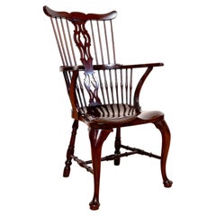 Fine Antique Windsor Chair Georgian Revival Comb Mahogany Armchair Country House