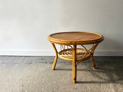 Italian Vintage Bamboo & Rattan Coffee / Occasional Table c 1960/70s