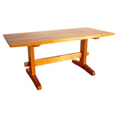 Modernist Designer-Speisetisch im Arts-and-Crafts-Stil mit Trestle-Gestell, R. Nance, hell