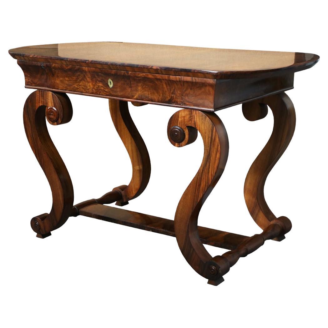 Hello,
This exceptional, early Biedermeier side table was made in Vienna circa 1820-25.

Viennese Biedermeier is distinguished by their sophisticated proportions, rare and refined design and excellent craftsmanship and continue to have a great