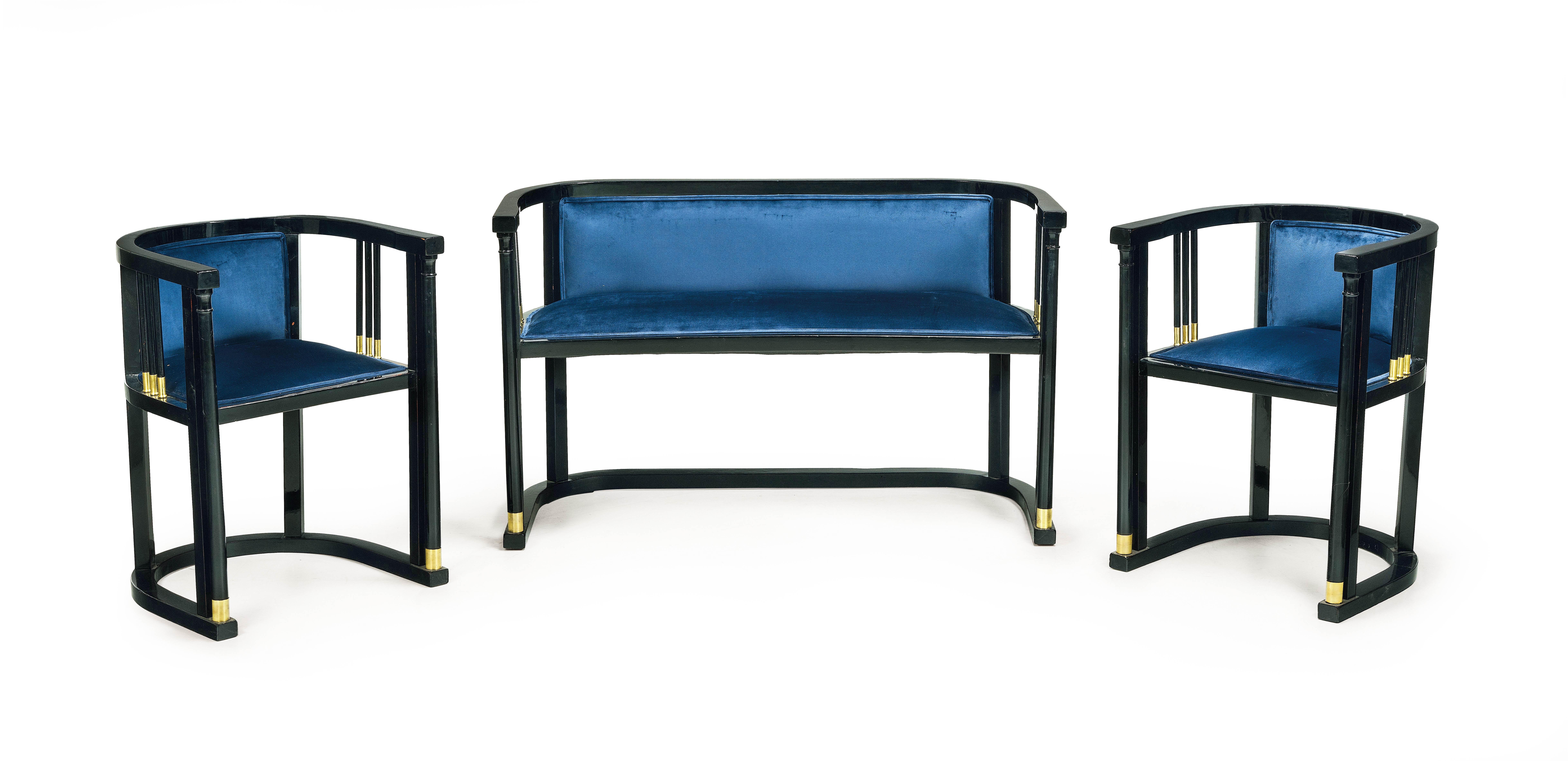 Juego de dos sillones y sofá Art Nouveau del siglo XX. Viena c. 1900-10 Austríaco en venta