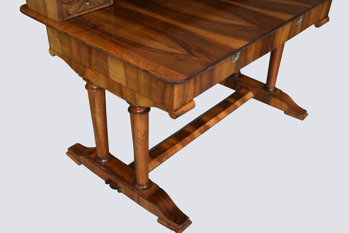 Brass 19th Century Fine Biedermeier Walnut Desk. Vienna, c. 1825. For Sale