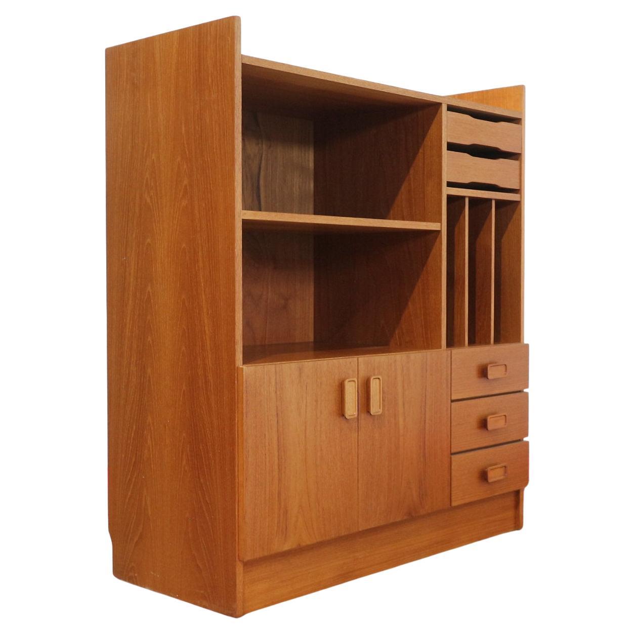 Mid Century Modern Vintage Teak Media Record Vinyl Danish Display Cabinet
