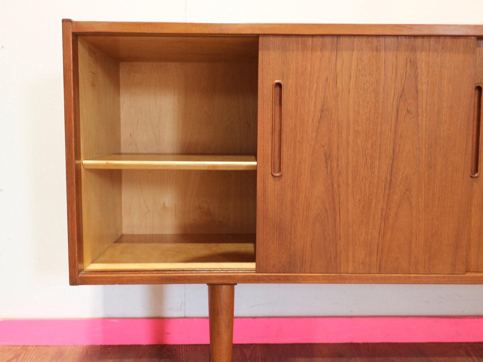 Mid Century Modern Vintage Teak Credenza Sideboard by Nils Jonsson Scandinavian In Good Condition For Sale In Los Angeles, CA