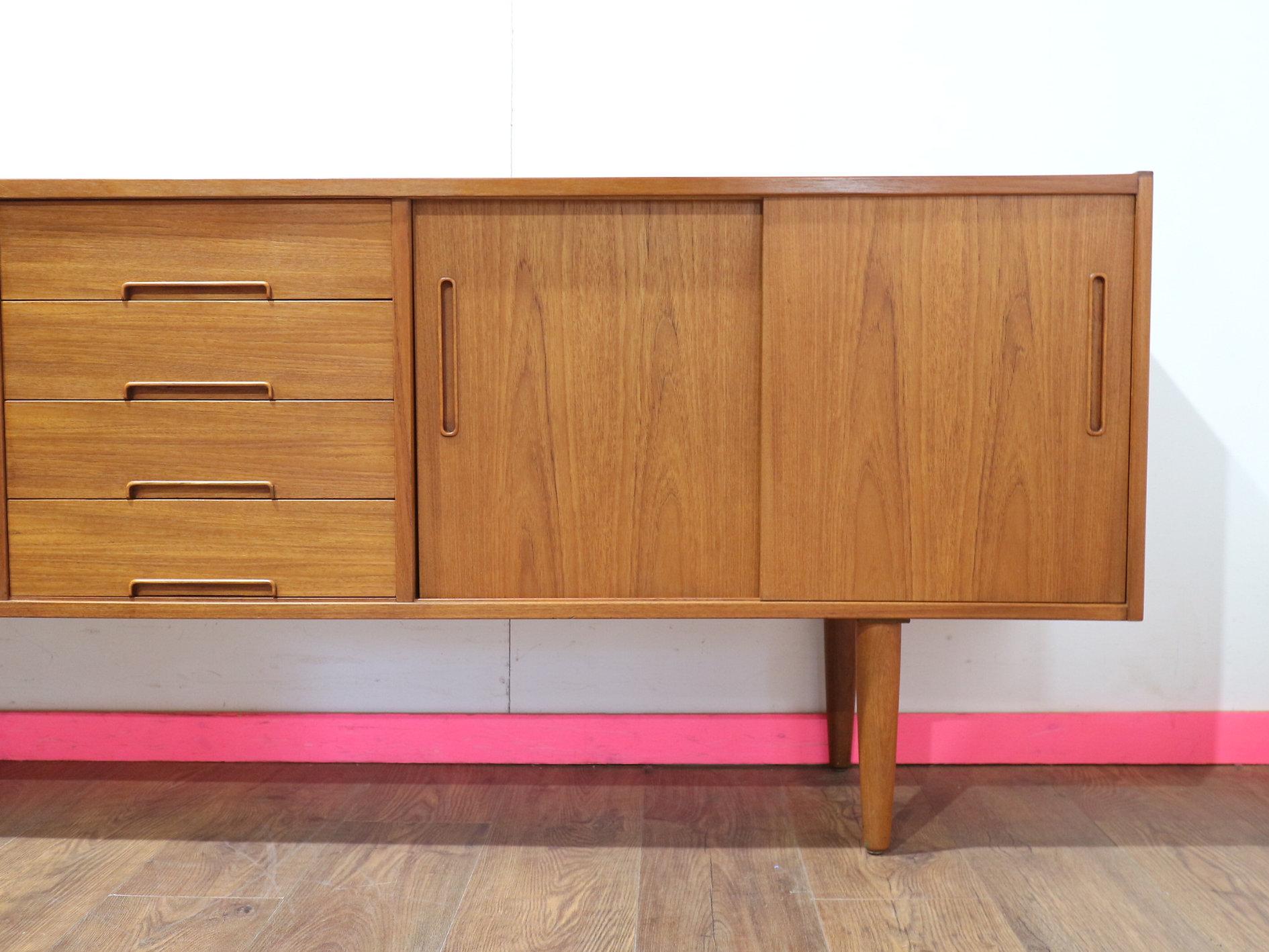 20th Century Mid Century Modern Vintage Teak Credenza Sideboard by Nils Jonsson Scandinavian For Sale