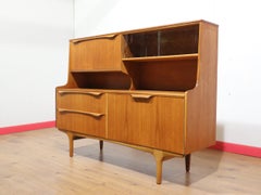 Mid Century Modern Vintage Teak British Tall Credenza Buffet by S Form
