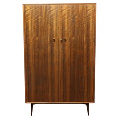 Mid Century Modern Vintage Walnut Double Armoire Wardrobe by Alfred Cox