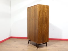Mid Century Modern Vintage Walnut Double Armoire Wardrobe by Alfred Cox