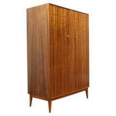 Mid Century Modern Vintage Walnut Triple Armoire Wardrobe by Alfred COx