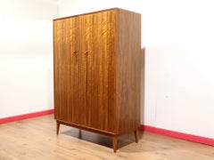 Mid Century Modern Vintage Walnut Triple Armoire Wardrobe by Alfred COx
