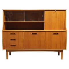 Mid Century Midern Vintage Teak British Jentique Tall Credenza Buffet