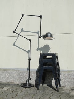 Vintage French Industrial Jielde 6 Arms Graphite Reading flor Lamp 1950