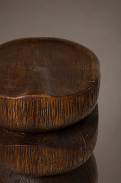 Contemporary Sculptural Wood Stool – Monolito Stool by Marcela Cure