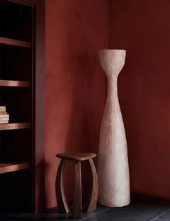 curved arched 3 leg side table in solid walnut wood, Arc de Stool'52 handmade