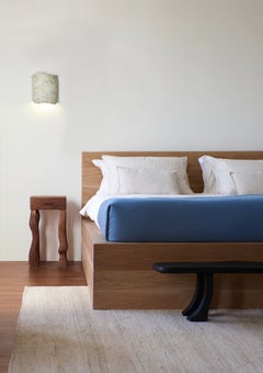 Foot Side Table (Pair), handmade in solid walnut with organic curved legs