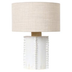 white Hand-made Ceramic Totem Table Light by Project 213A, textured detail