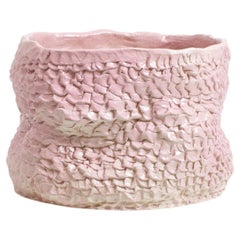 handmade ceramic Casa Planter No1 in pink with pedal texture