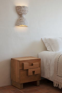 Douro Bedside Table by Project 213A, Solid Oak, sculptural gouged handles