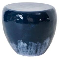 navy blue handmade Ceramic Side Table organic shape