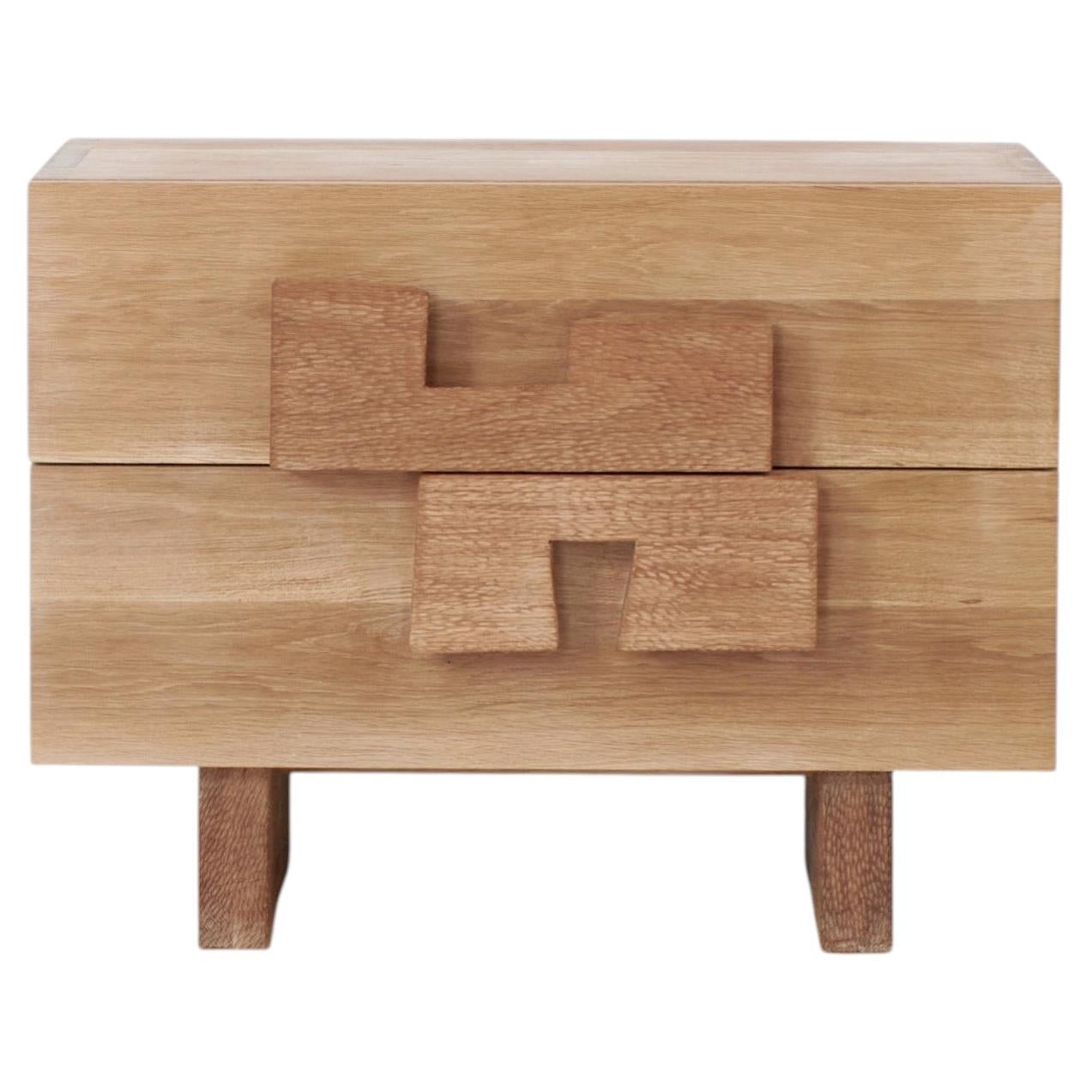 Douro Bedside Table by Project 213A, Solid Oak, Modern hand-carved handle For Sale