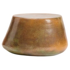 pebble organic shape Ceramic Coffee Table ochre green