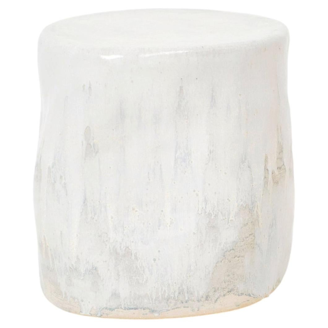 handmade artisanal Ceramic Side Table Small organic shape off white / cream For Sale