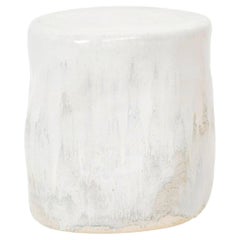 handmade artisanal Ceramic Side Table Small organic shape off white / cream