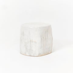 handmade artisanal Ceramic Side Table Small organic shape off white / cream