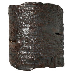 artisanal textured ceramic Casa Wall Light dark brown
