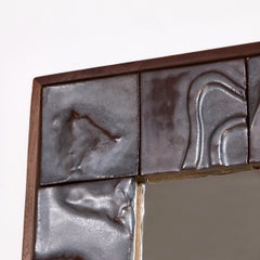Miroir en carreaux (très grand) - Céramique - Fait main - Artisanal - À fixer au mur - Émaillé