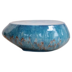 Ceramic Coffee Table Teal - handmade - glazed - artisanal - organic - sculptural