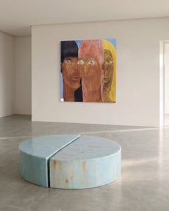 Ceramic Coffee Table (2 pieces) blue - handmade - glazed - sculptural