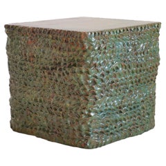 Casa Ceramic Side Table - Moss - handmade - glazed - textured - sculptural